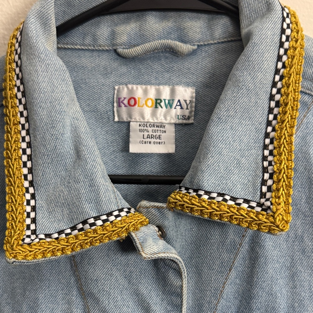 Vintage Denim Jean Jacket with Gold Accents - Picture 3 of 6